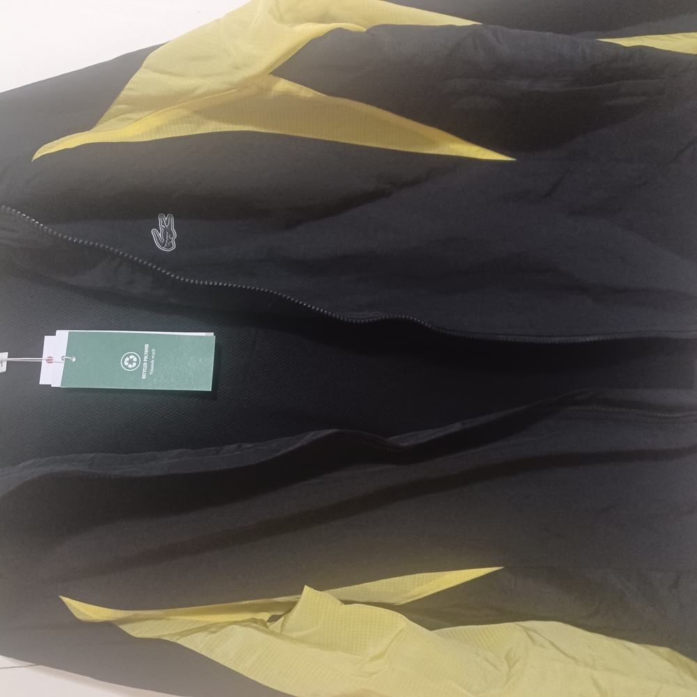 Lacoste Black & Yellow Lightweight Jacket, Says LACOSTE IN Yellow on Right Sleev